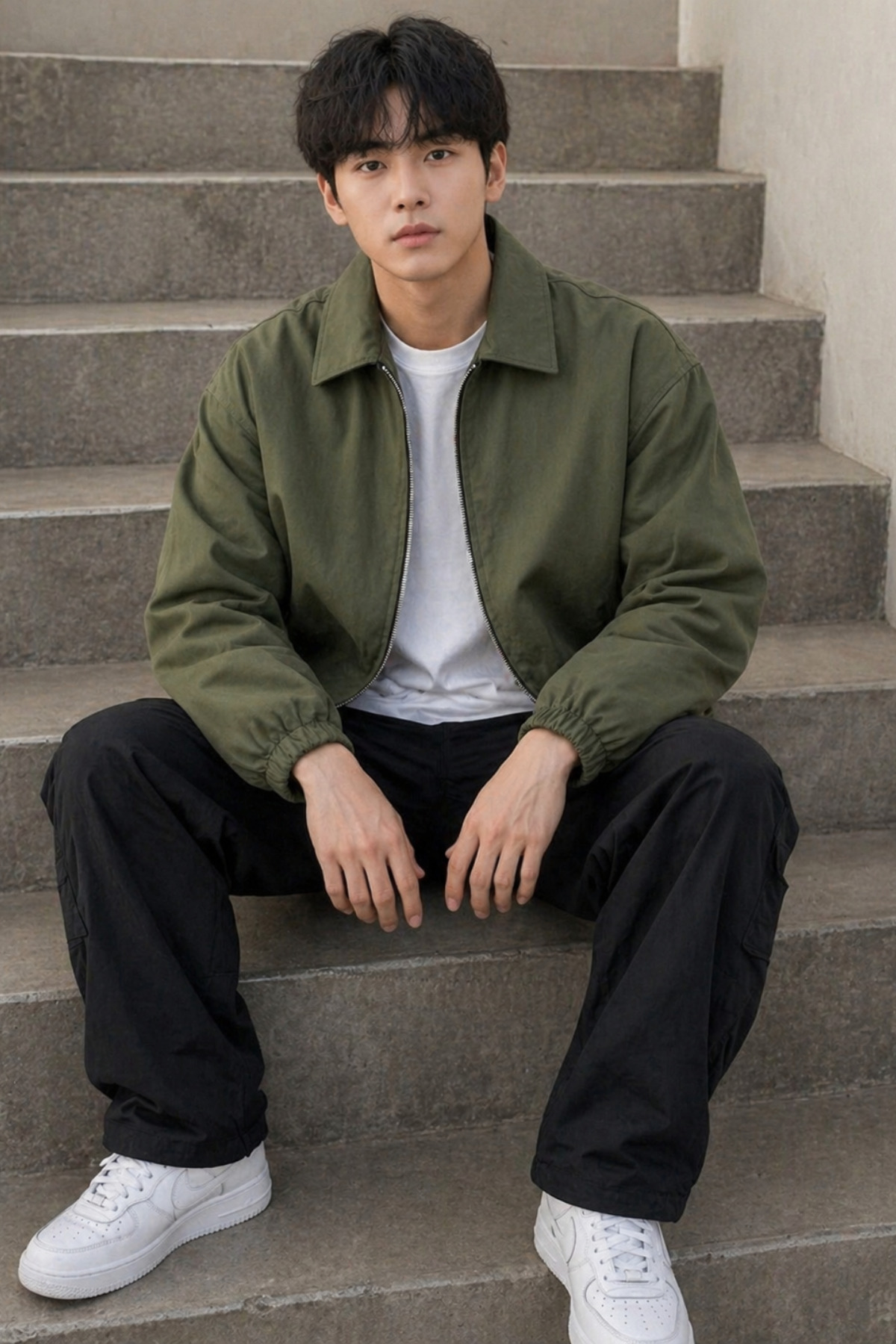 Tarz Cool Erkek Oversize Bomber Ceket Fermuarlı Basic Günlük Şık Mont görsel 2