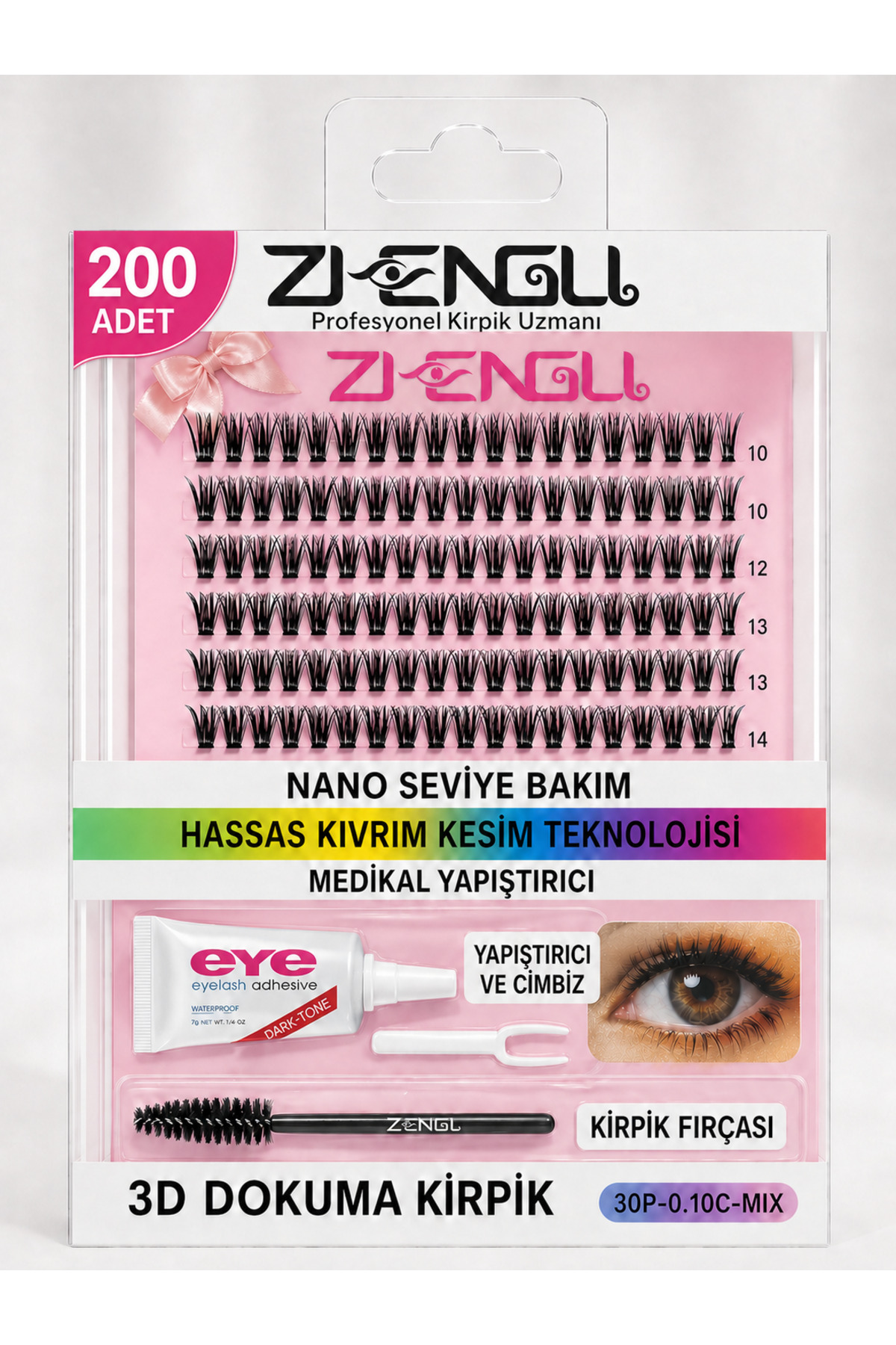 MİNPO 3D İpek Kirpik Seti 200 Adet| 10-14 mm Mix | 0.7 Kalınlık C-DKıvrım Maskara Etkili - Fiyatı, Yorumları