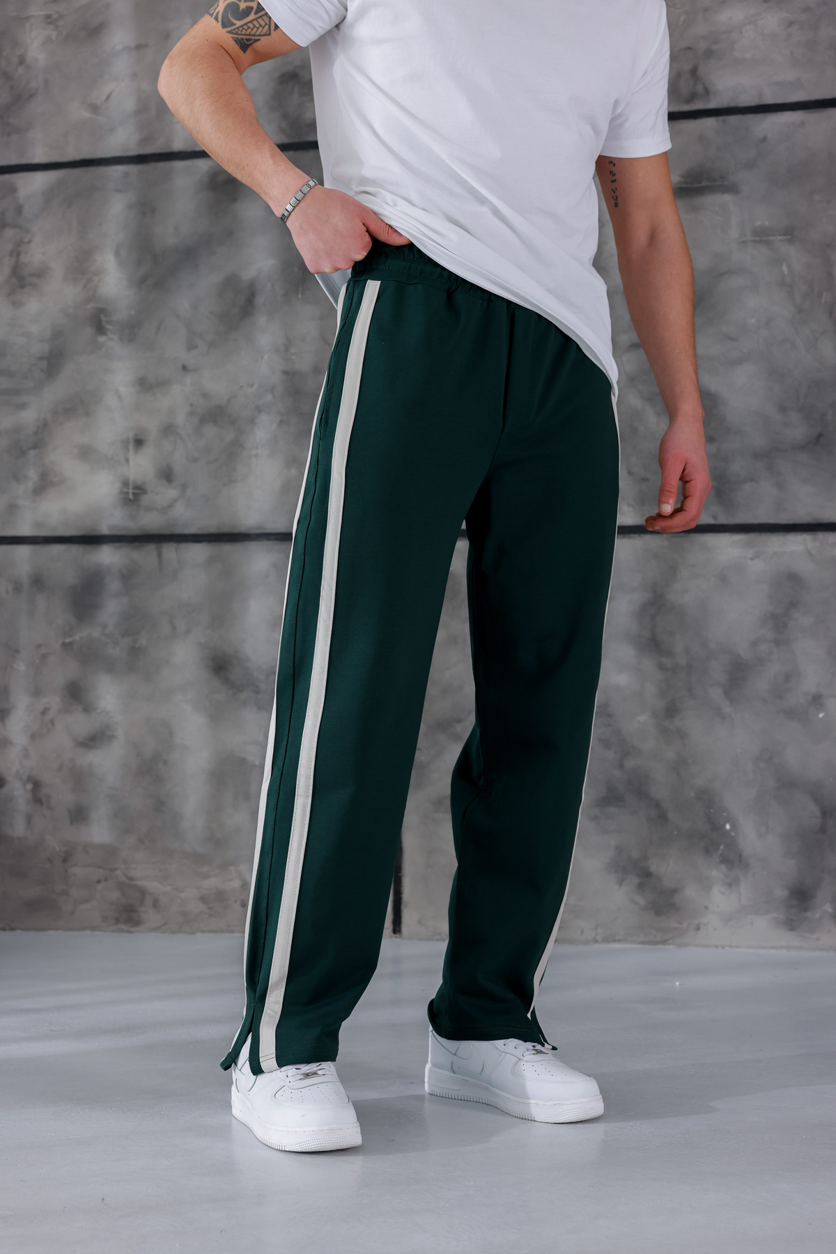 3MODA Erkek Baggy Compak Kumaş Yan Şeritli Eşofman Alt görsel 2