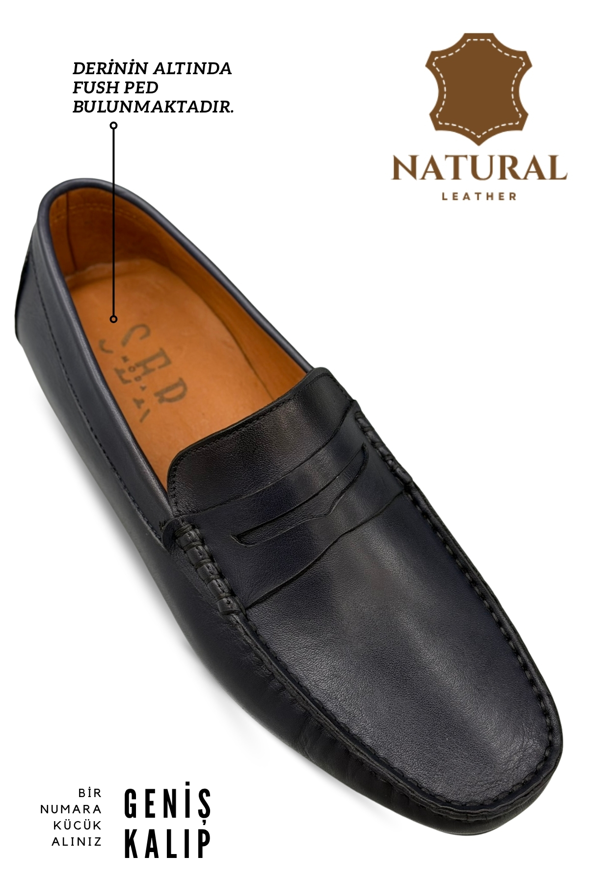 sermoda Erkek Loafer - Hakiki Deri Rok Loafer Erkek Ayakkabı Lacivert görsel 2