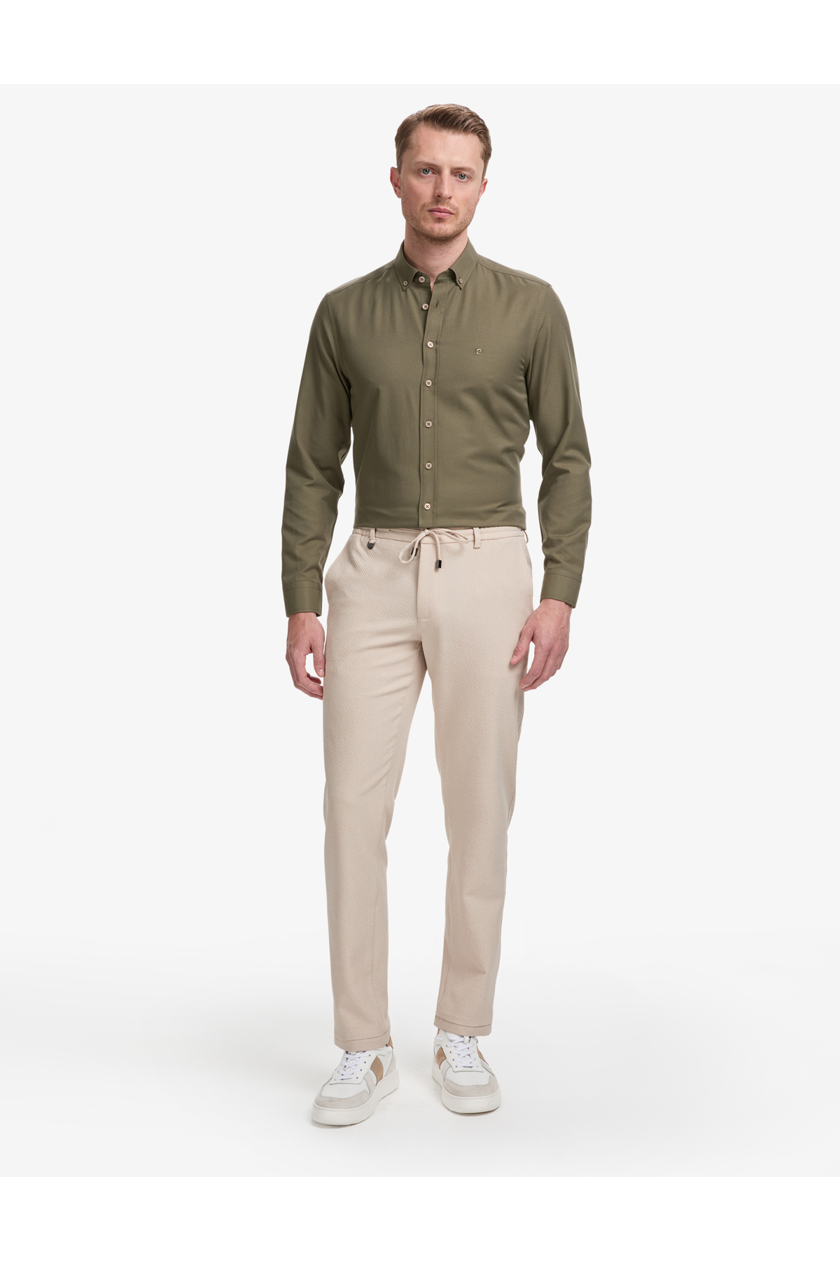 شلوار اسلیم فیت بژ Ex با کمر کشی 50324265-VR011 پیر کاردین شلوار Pierre Cardin