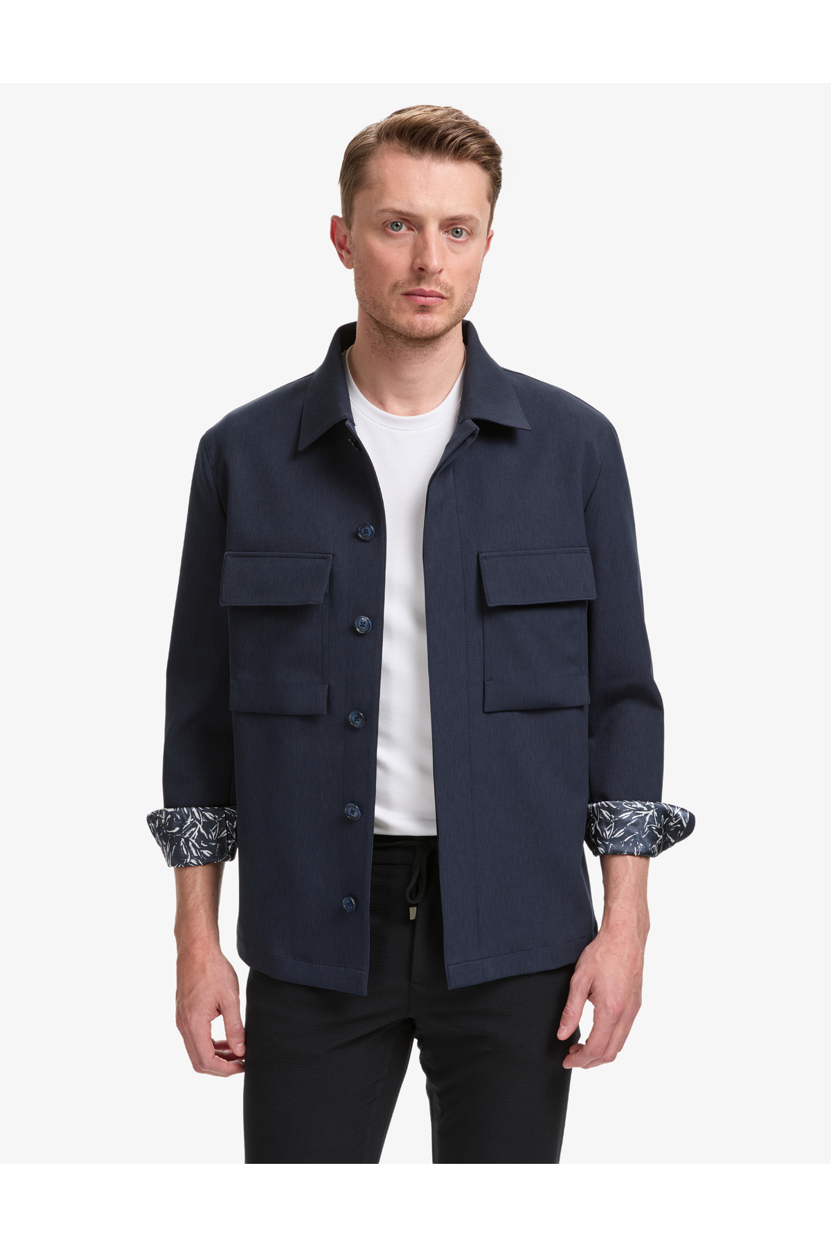 ژاکت پیراهن مردانه سرمه‌ای معمولی فیت 50319590-VR033 پیر کاردین پیراهن Pierre Cardin