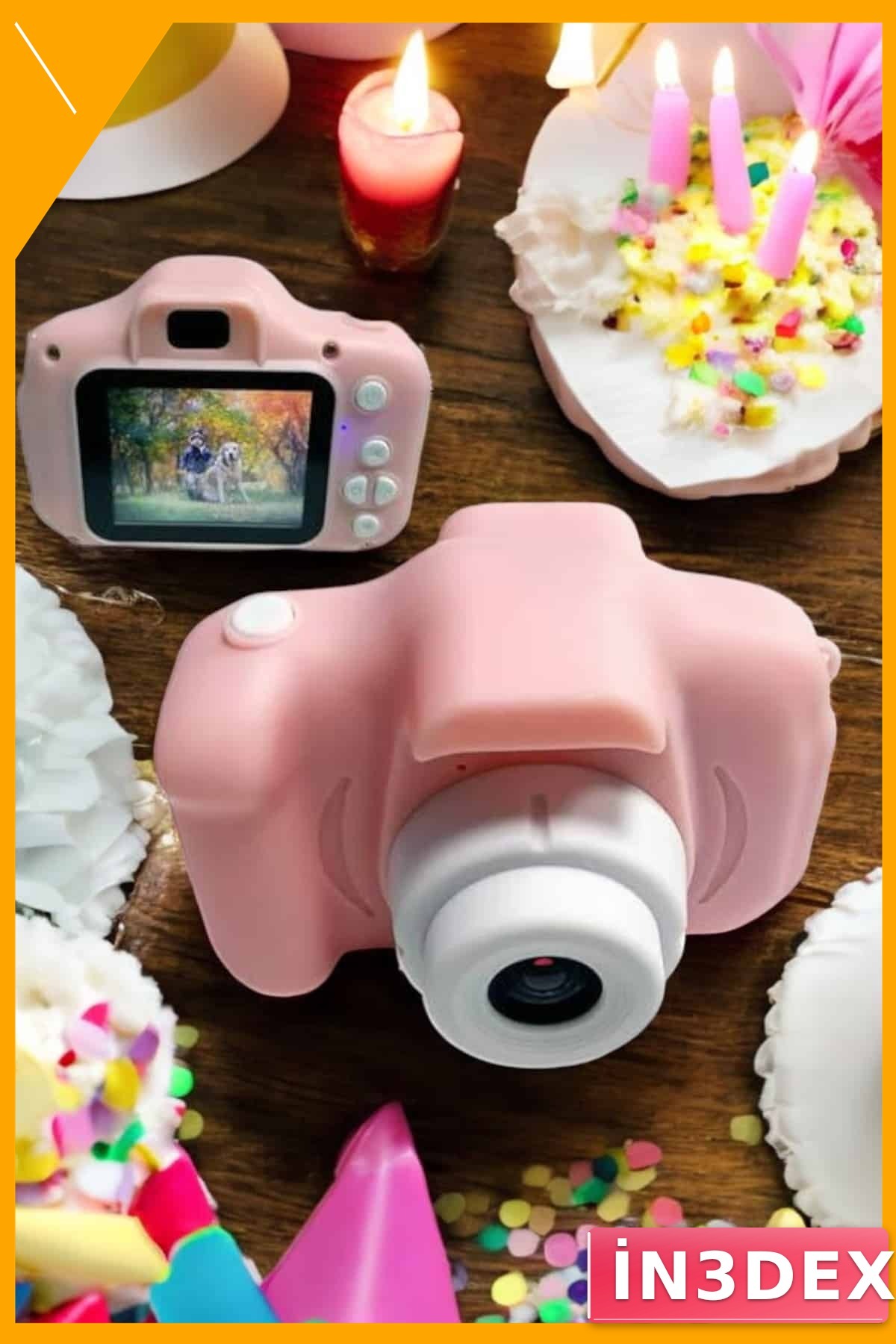 Mini 1080p HD Çocuk Kamerası 2.0 İnç Ekran USB Şarjlı Pembe