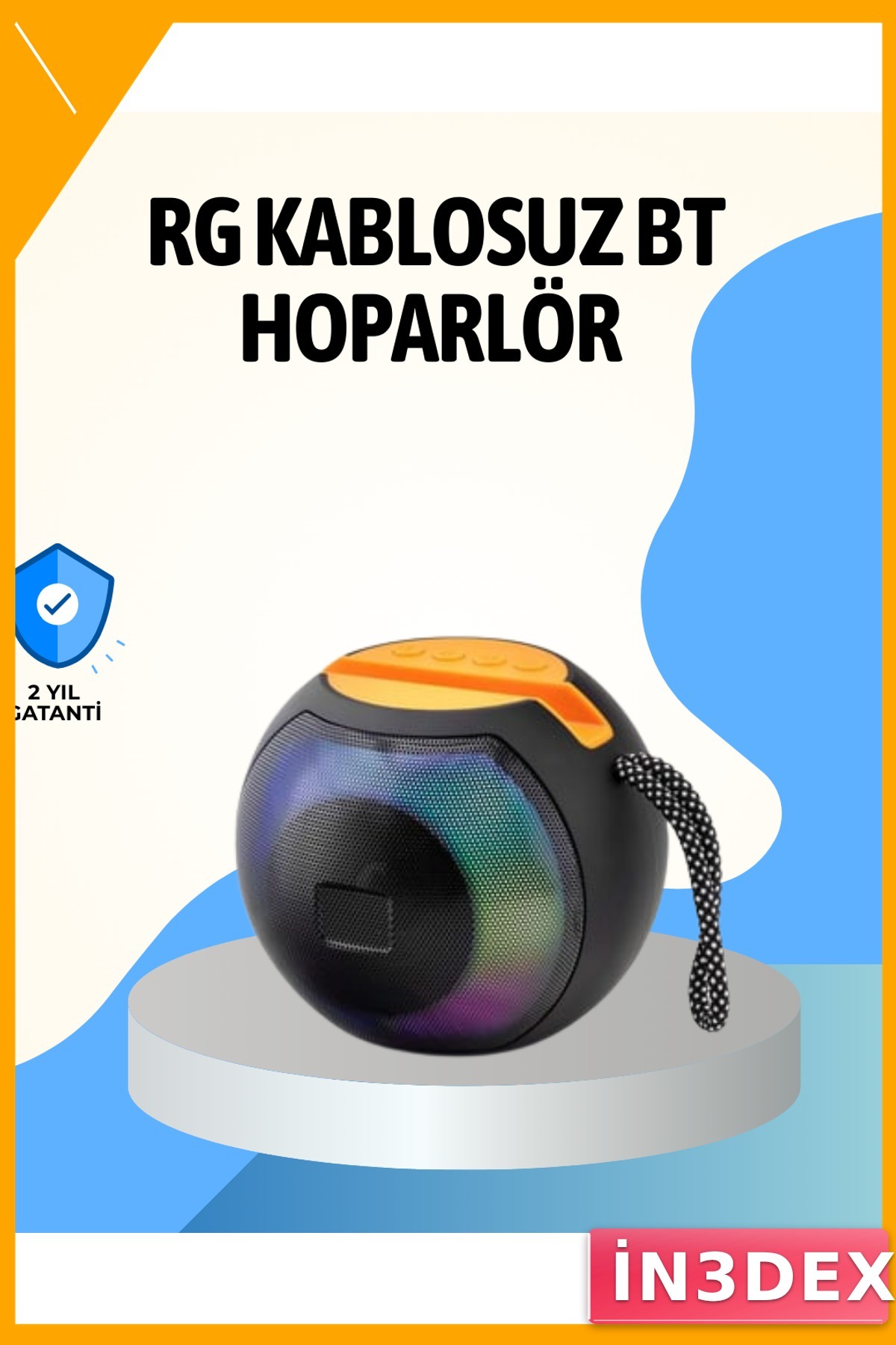 Kablosuz Bluetooth Hoparlör 1200mAh RGB Işıklı 8 Saat Çalma Süresi