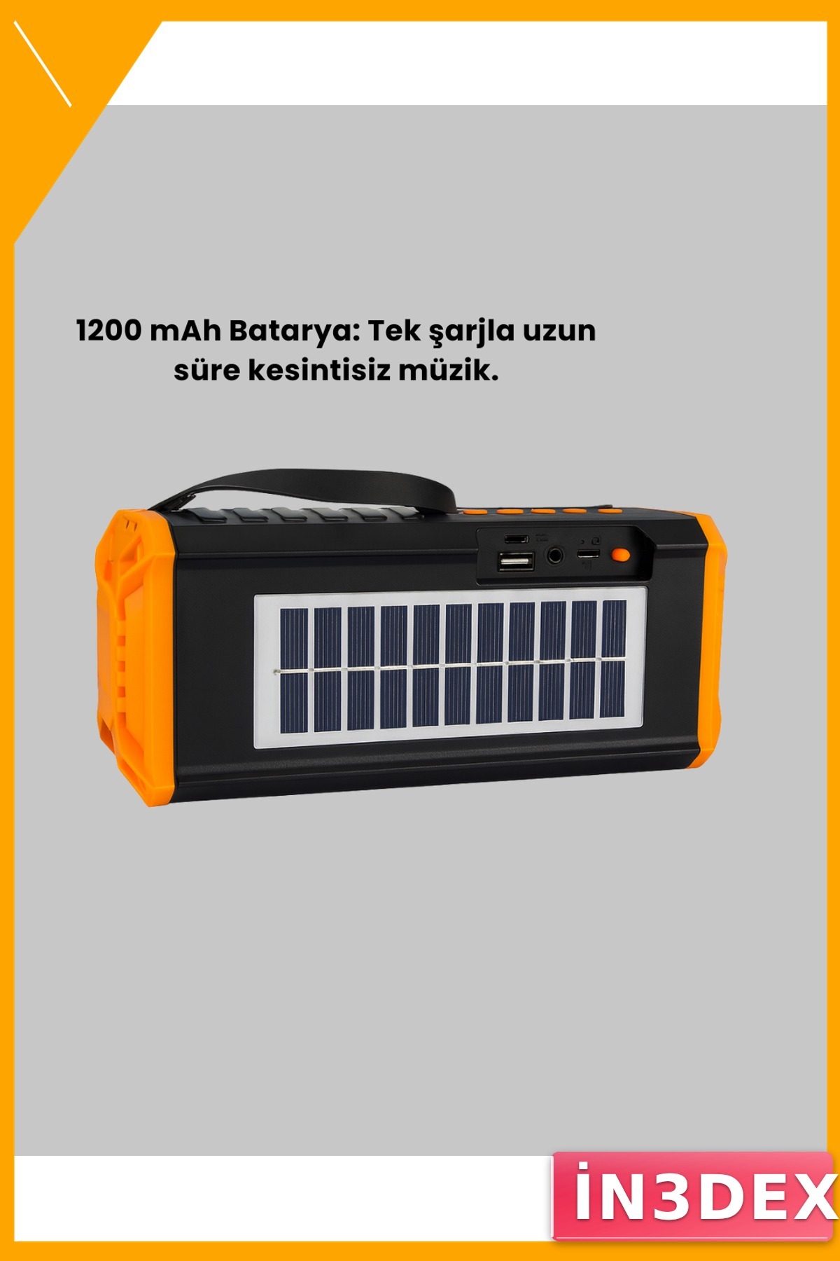 Solar Enerjili Taşınabilir Bluetooth Hoparlör 8W FM Radyolu