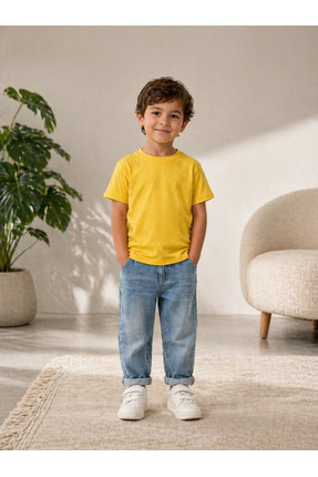 cc collection Çocuk Basic Tişört Düz Baskısız Kısa Kollu Günlük Rahat Unisex ...