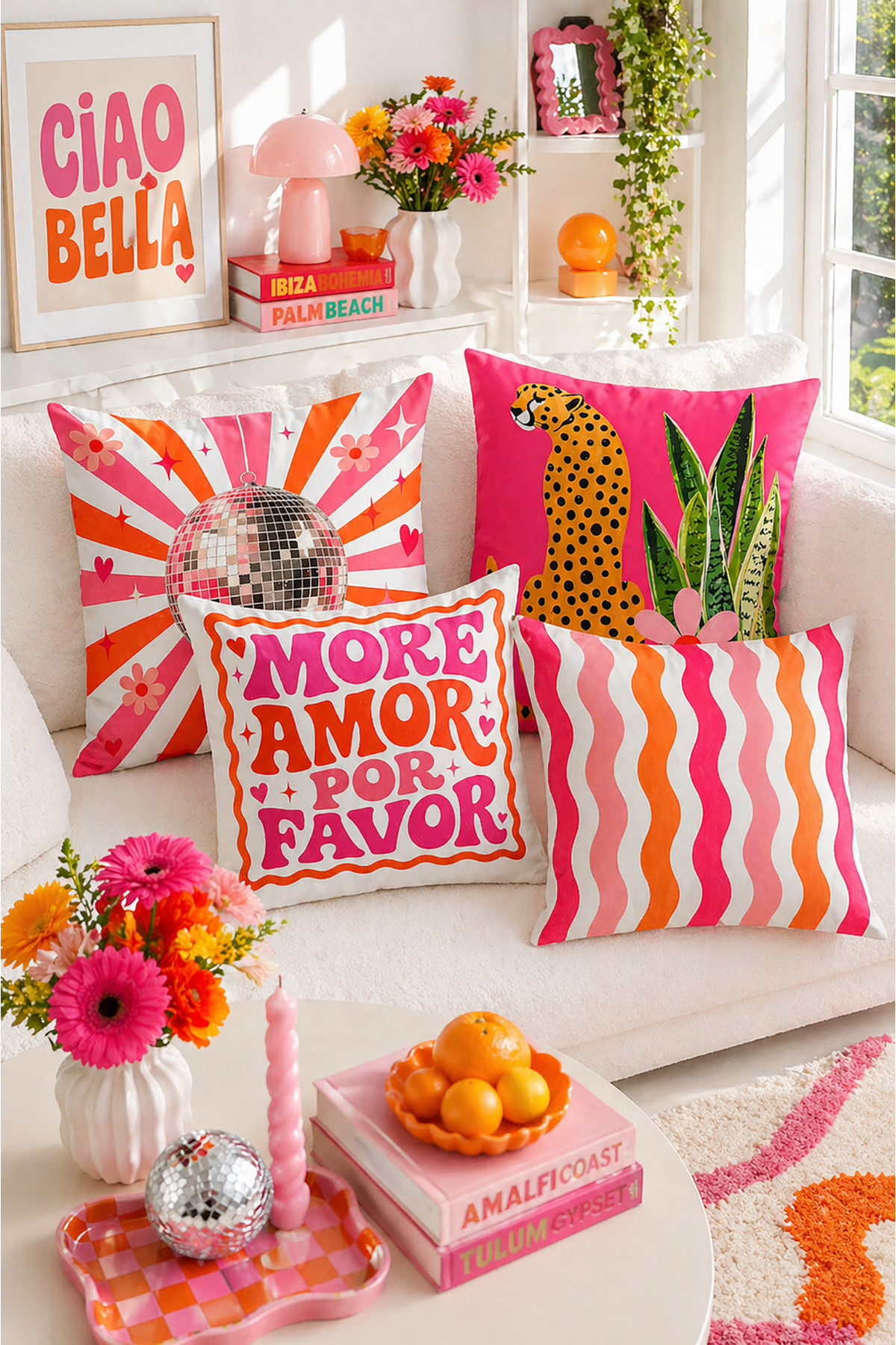 Pop Art Series Double-Sided Digital Printed 4-Piece Cushion Pouch Set