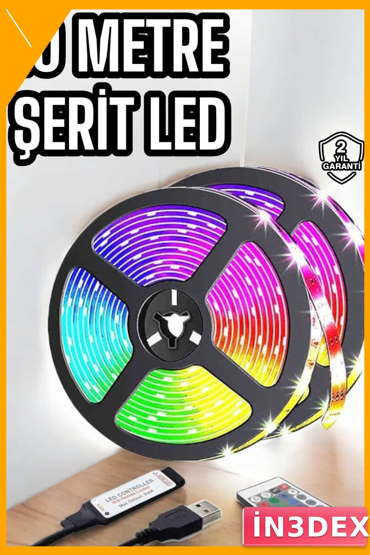 10 Metre RGB Şerit LED Kumandalı USB Ses Kontrollü