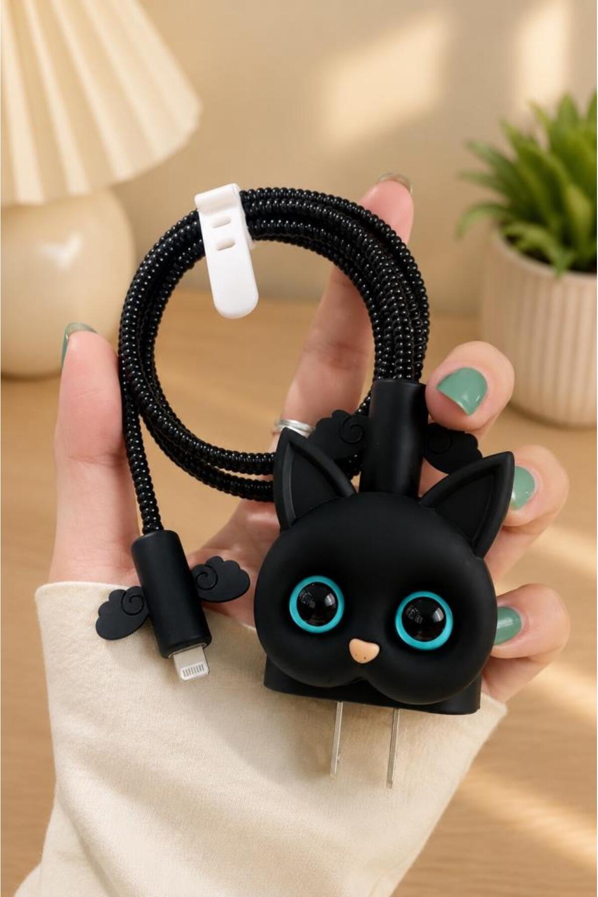 Cute Cat Cable Protector Adapter Sleeve Cable Assembler For iPhone 18W/20W/25W Compatible 5 Pieces