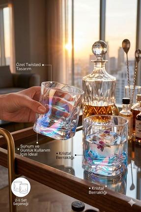 Derinify 2 Adet Şeffaf Gökkuşağı Yanardöner Bardak Seti – 125 ml Iskandinav T...