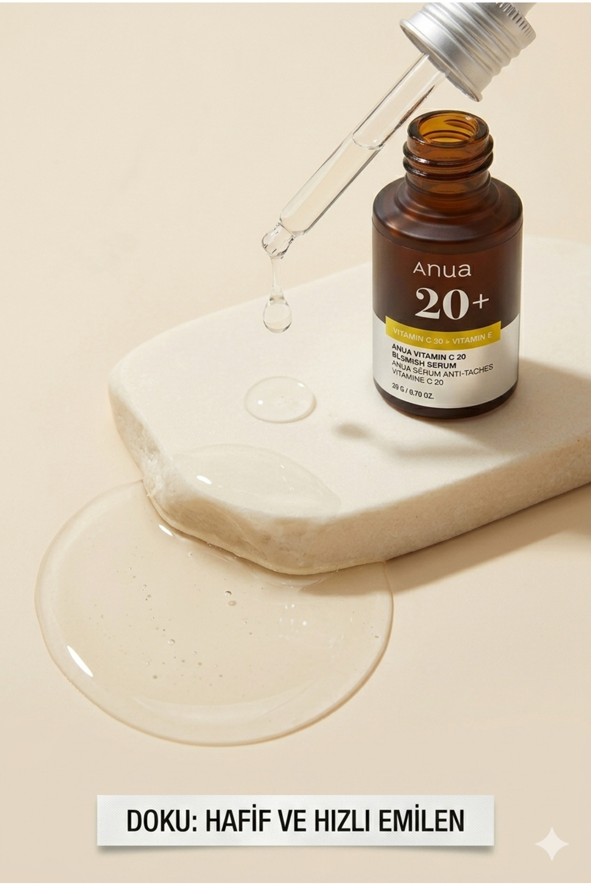 Yüzde 20 Saf C Vitamini ve E Vitamini İçeren Leke Karşıtı Aydınlatıcı Serum — anuacce — تصویر 4 از 5
