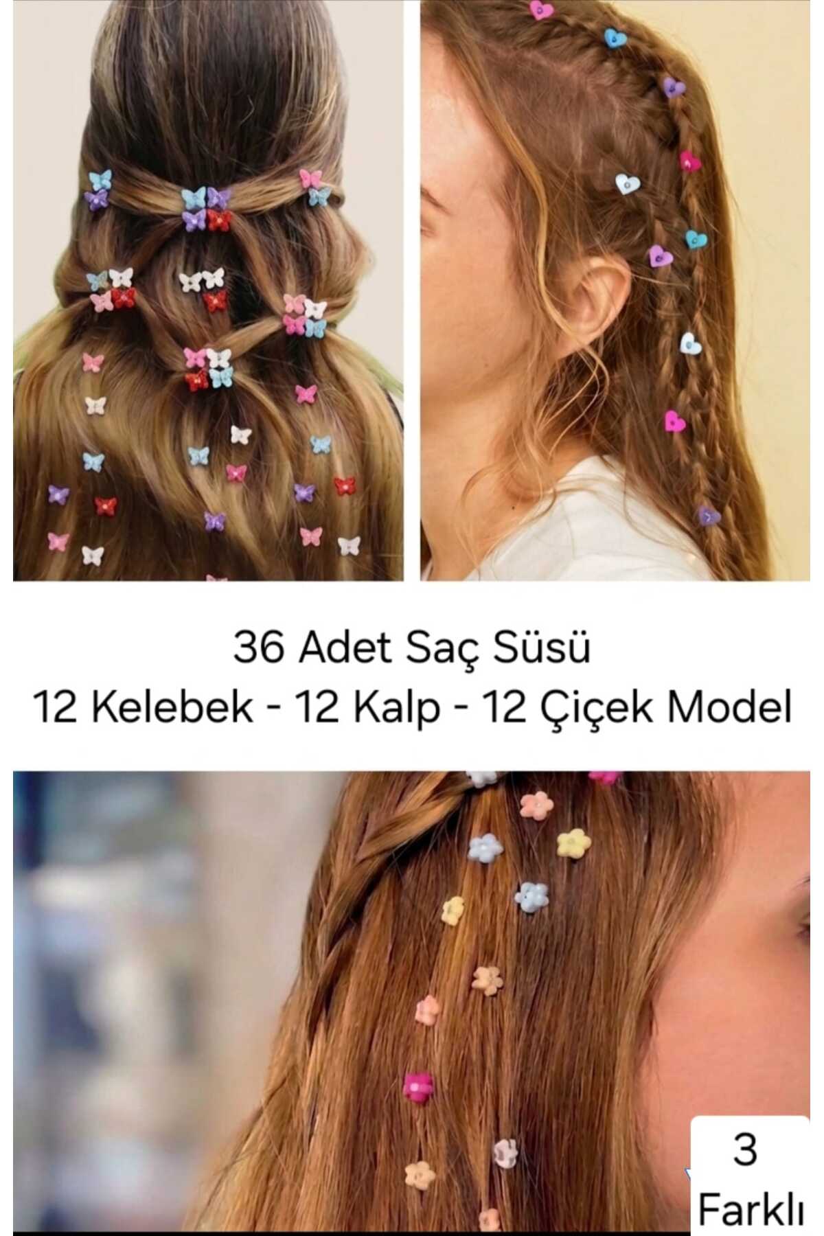 ModaRESSO 36 Adet Mini Taşlı 3 Farklı Çeşit Mandal Saç Klipsi Toka Seti -Kız Çocuk ve Bebek Saç Aksesuarı( 12^şerli 3 Paket)
