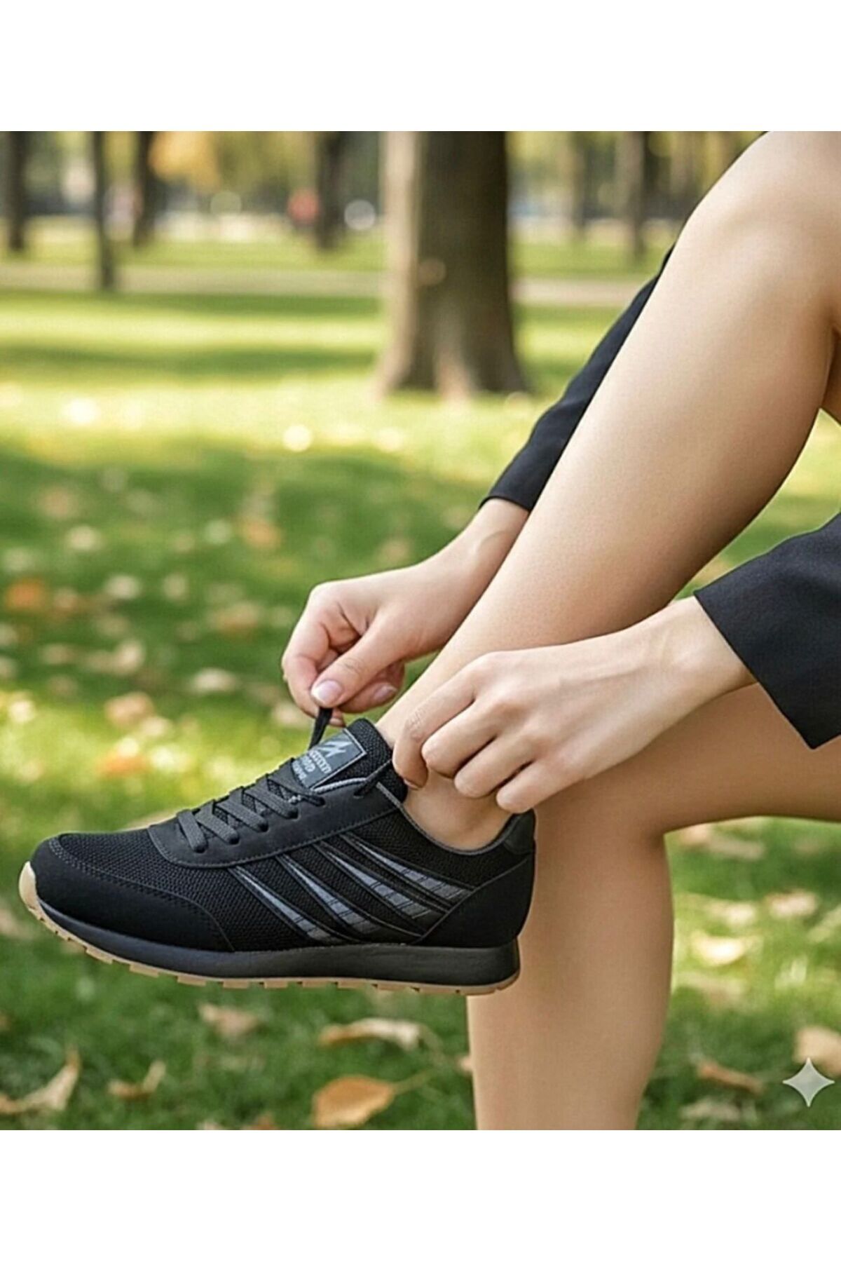 Kadın Yazlık Spor Ayakkabı Fileli Hafif Esnek Kaymaz Taban Yürüyüş Ayakkabısı — مشکی 08GRS — تصویر 2 از 6