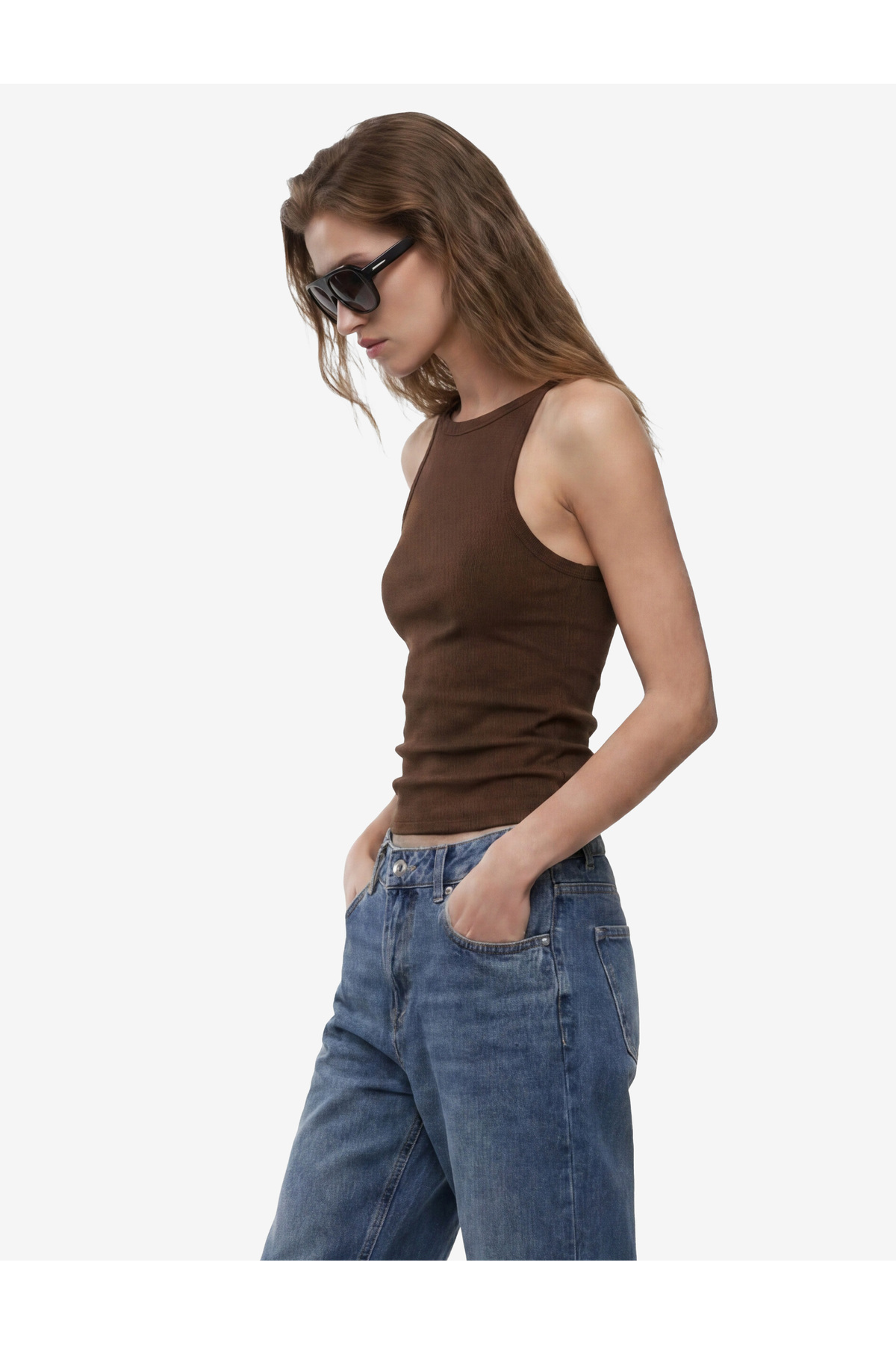 Koton Kaşkorse Kolsuz Pamuklu Slim Fit Askılı Kare Yaka Üst görsel 4