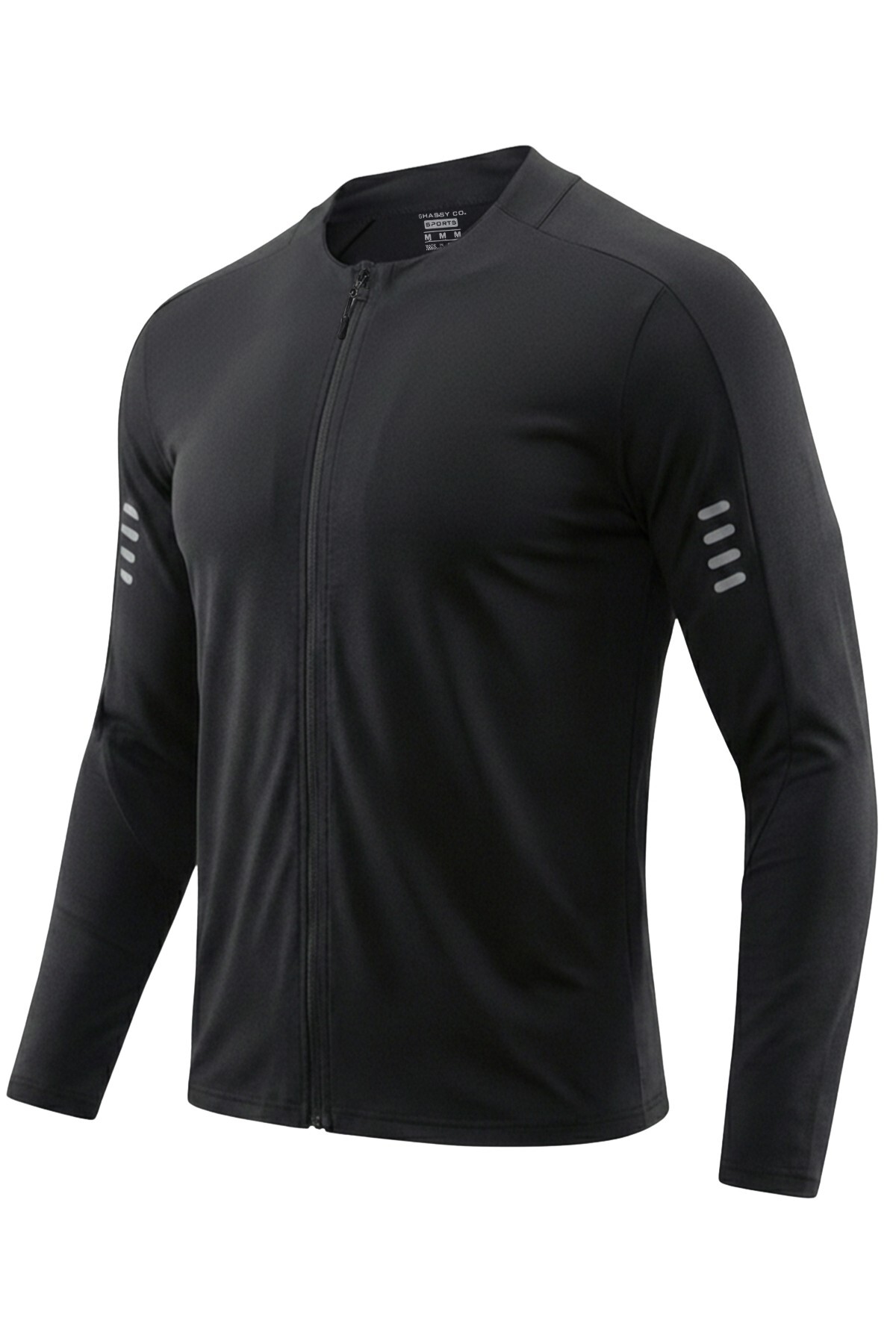 GHASSY CO . Erkek Tam Fermuarlı Dalgıç Kumaş Uzun Kollu Slim Fit Esnek Spor Sweatshirt