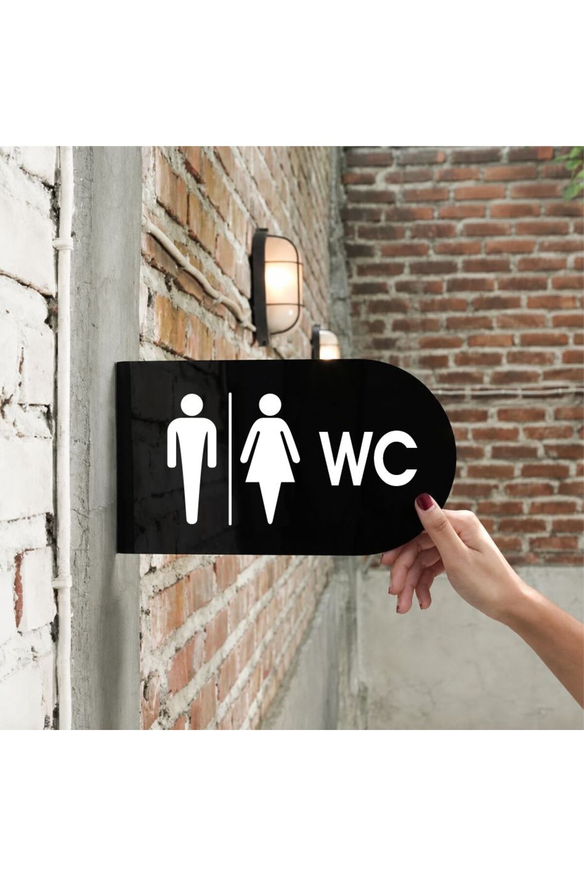 WC-Double Sided-Side Mounted Orientation Sign 15x25cm Black Plexiglass