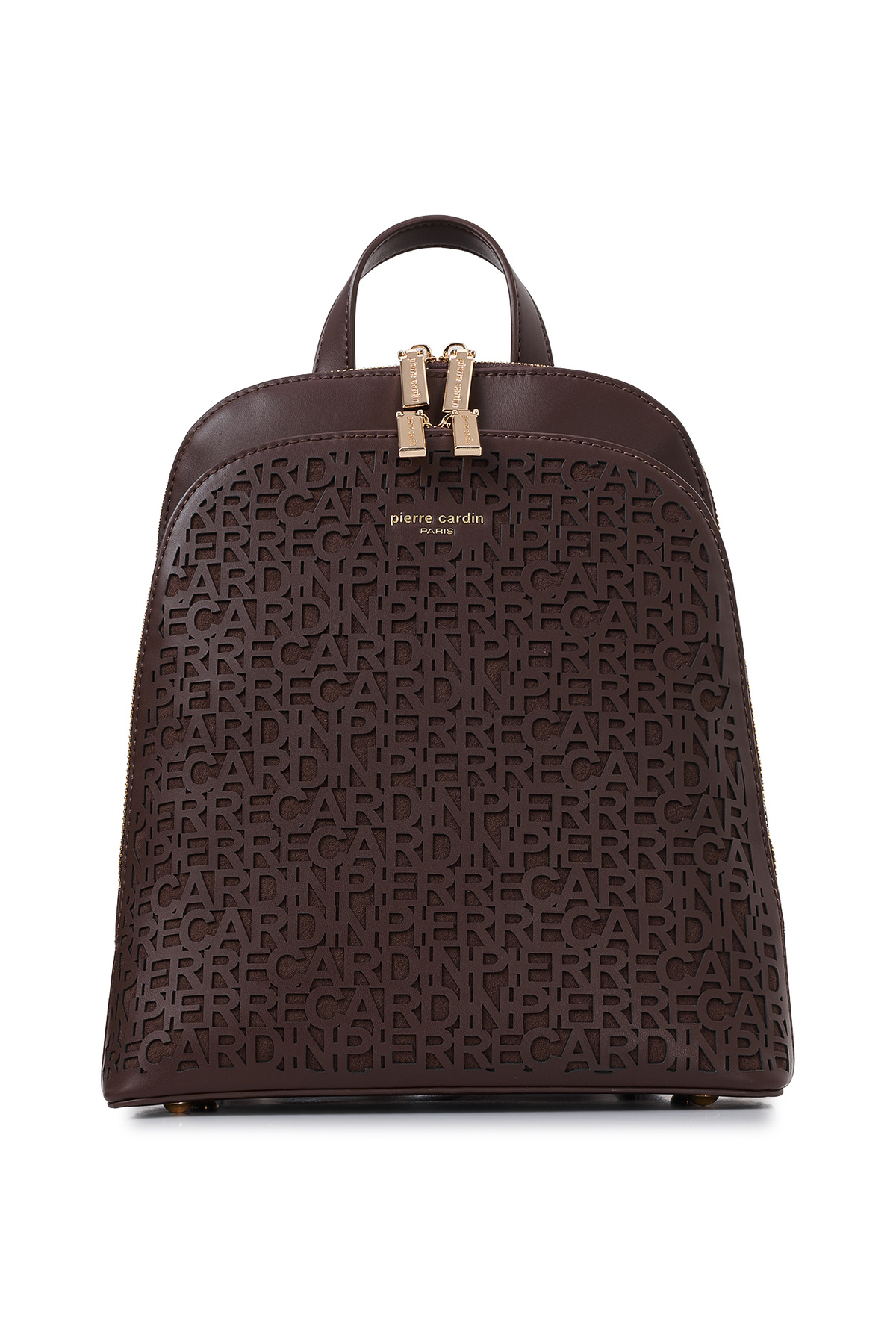 Pierre Cardin Kahve Lazer Kesim Logolu Kadın Çantası - 25x29 cm Çift Bölmeli Şık Sırt Çantası görsel 3
