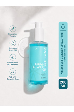 ILEANA Niacinamide & Hyalüronik Asit İçeren Nazik ve Nemlendirici Yüz Temizle...