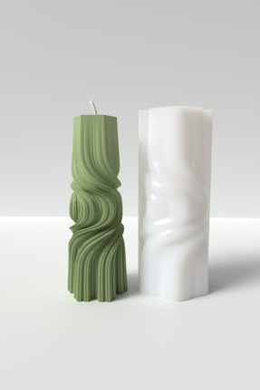 Cageartstudio Uzun Kartenesi Mum Silikon Kalıp - Dekoratif Spiral Kartenesi M...