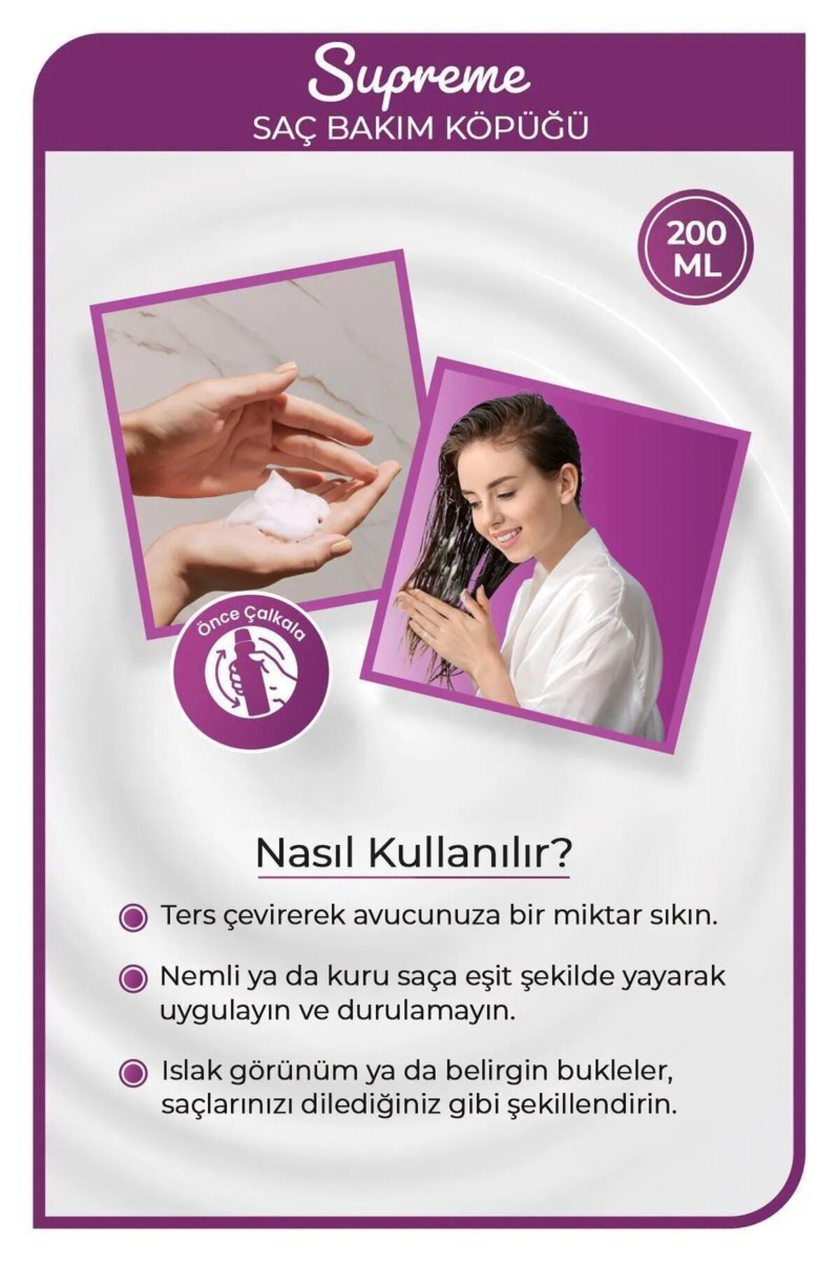 Supreme Saç Köpük 200 ML - Nemlendirme - mrfs — Tedrk-RYL-HMR24321 — تصویر 3 از 3