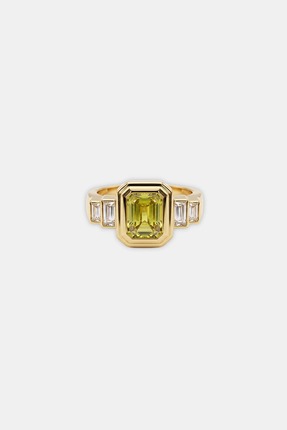 House Of Glix The Elisian Green 14k Altın Renk Yeşil Zirkon Taşlı Yüzük