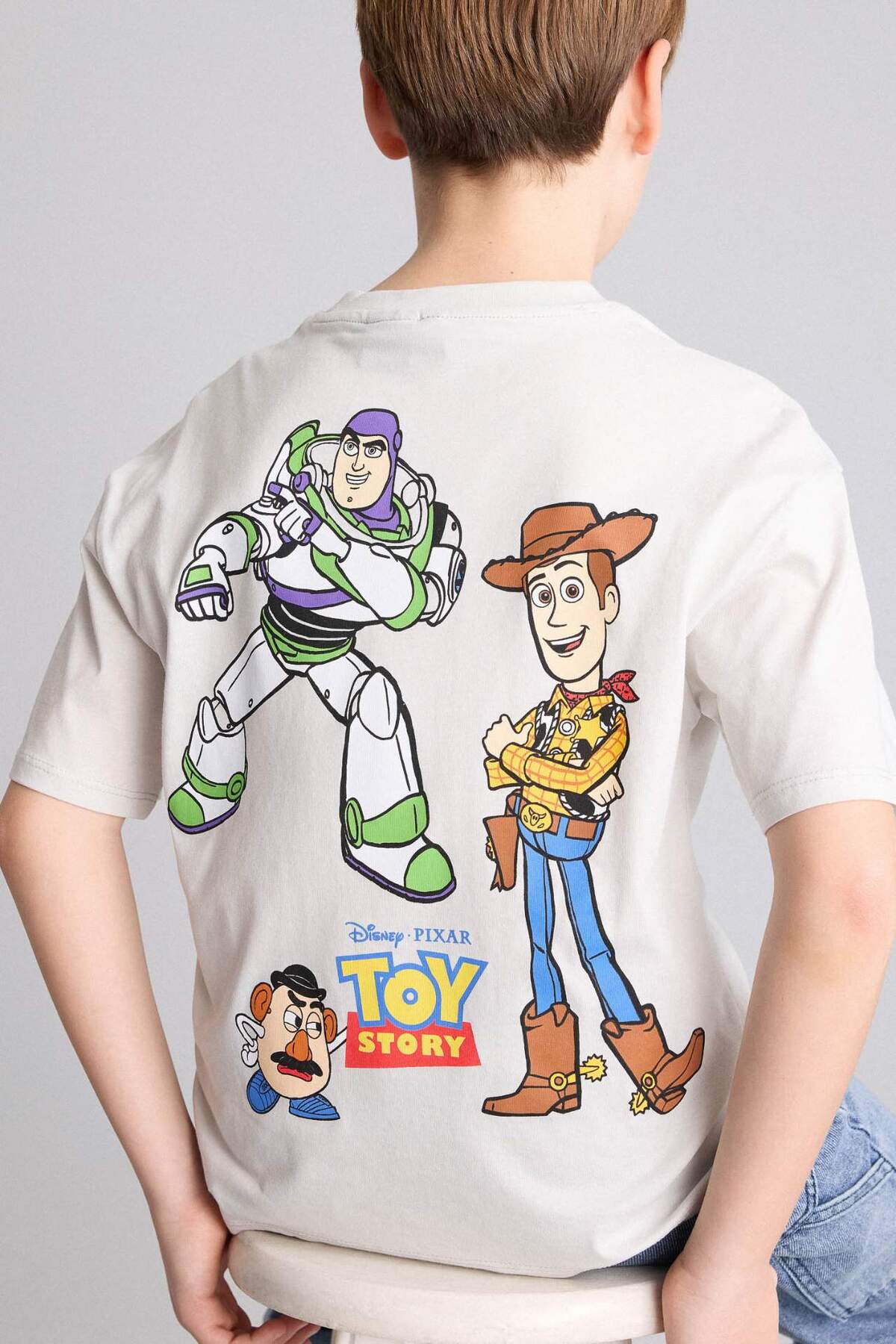 Defacto 100% Cotton Toy Story Back Print Oversized Crew Neck Short Sleeve T-Shirt for Boys H3509A826Sm