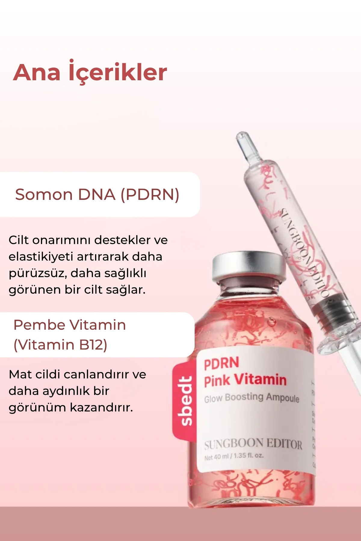 Sungboon PDRN Pink Vitamin Ampoule - Pembe Yenileyici Ampul — 8800344073300 — تصویر 5 از 9