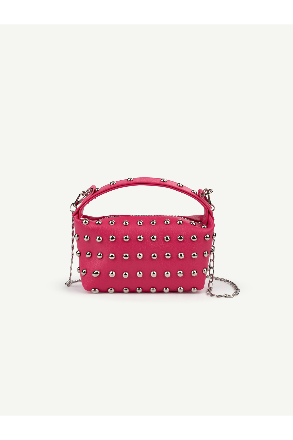 Women's Mini Size Staple Detailed Hand Sleeve and Shoulder Bag
