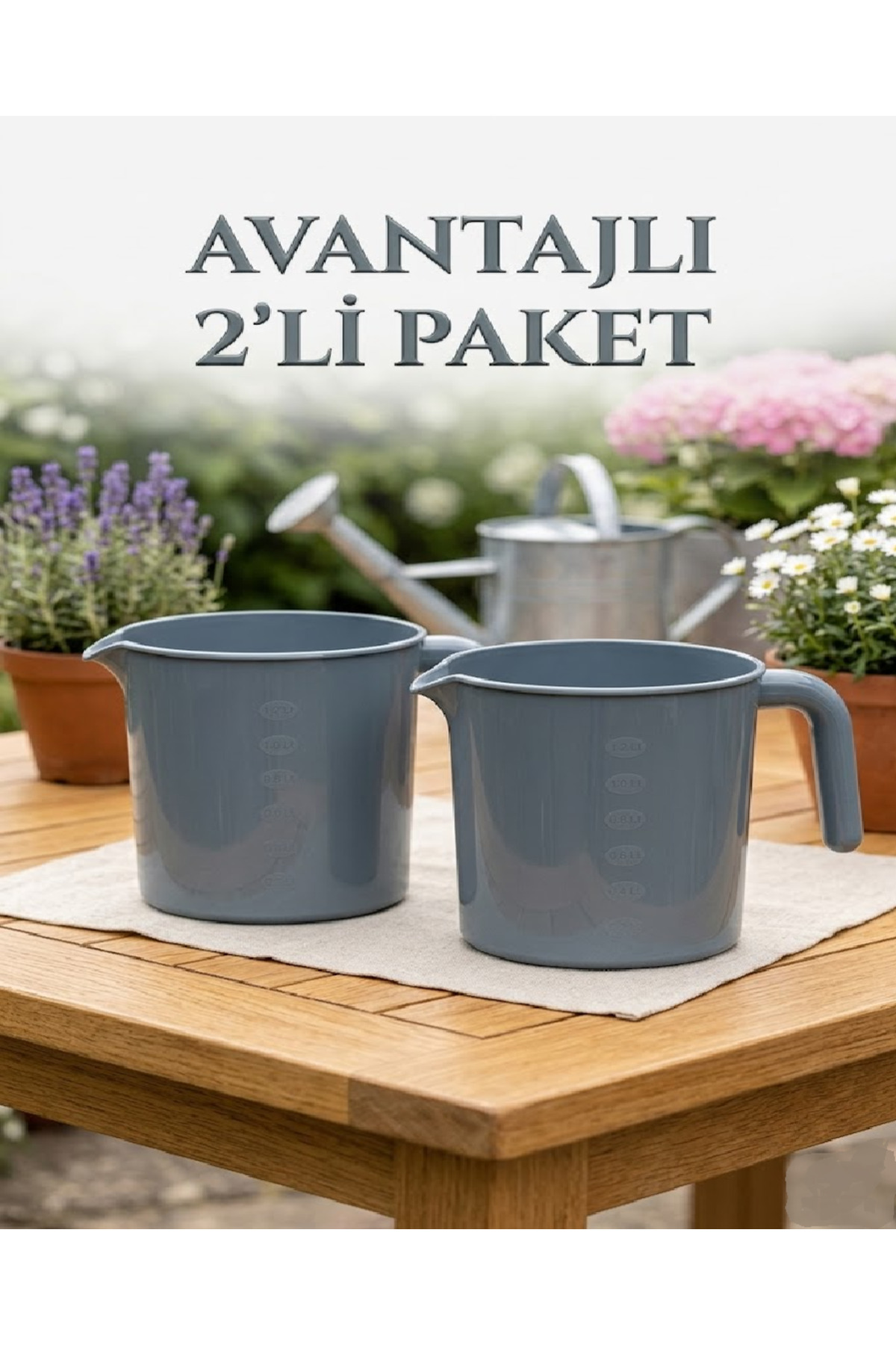 2 x Grey Flexible Mug - 1.25 L Shockproof Bath Mug Water Bowl Turkish Bath Bowl