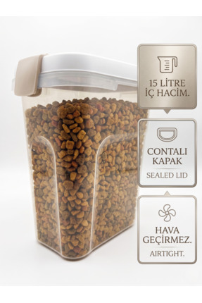 Tasma Market 15 Litre Hava Geçirmez Contalı Mama Saklama Kabı – Kedi Köpek Ma...