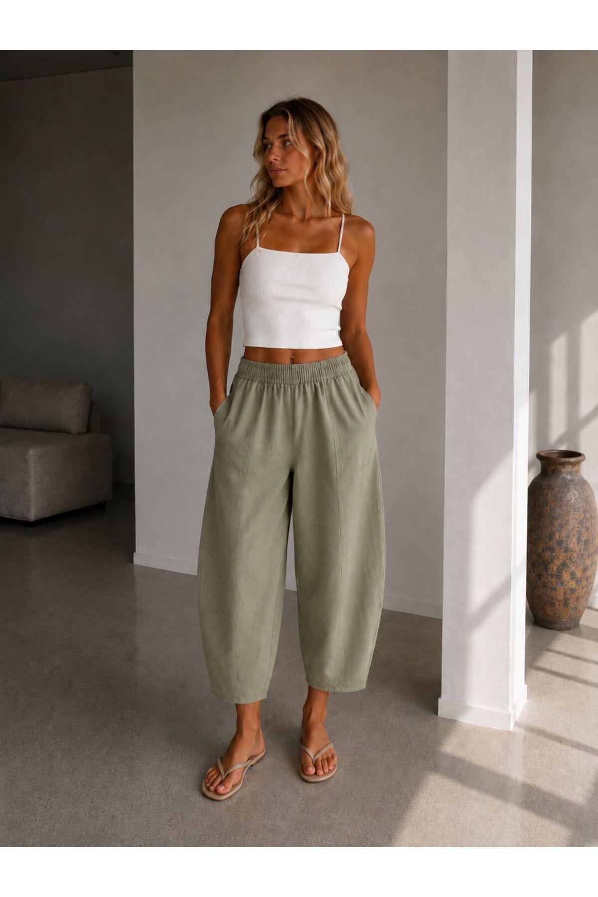 Die&More  Kadın Balon Kesim Cepli Gabardin Pantolon - Görsel 2