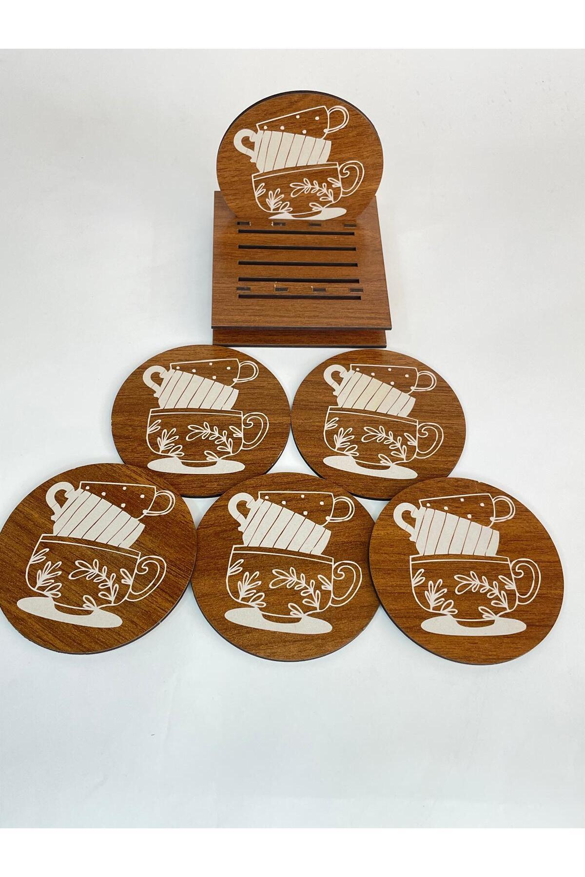 6 Lı Mdf Bardak Altlığı Dekoratif ECCECA1012 - Görsel 2