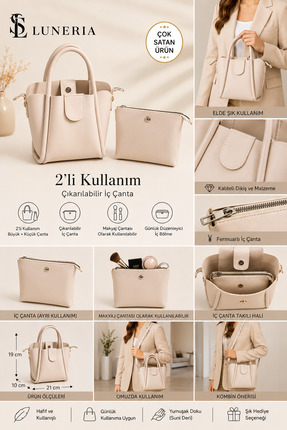 Luneria 2’li Soft Nude Mini Tote Çanta