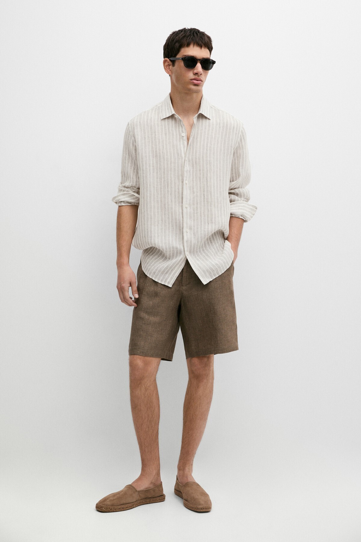 پیراهن راه راه ۱۰۰٪ کتانی با فرم معمولی ماسیمو دوتی پیراهن Massimo Dutti