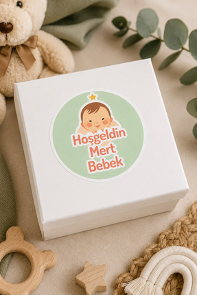Noesia Yuvarlak İsimli Bebek Etiketi Sticker 3x3 cm 40 Adet