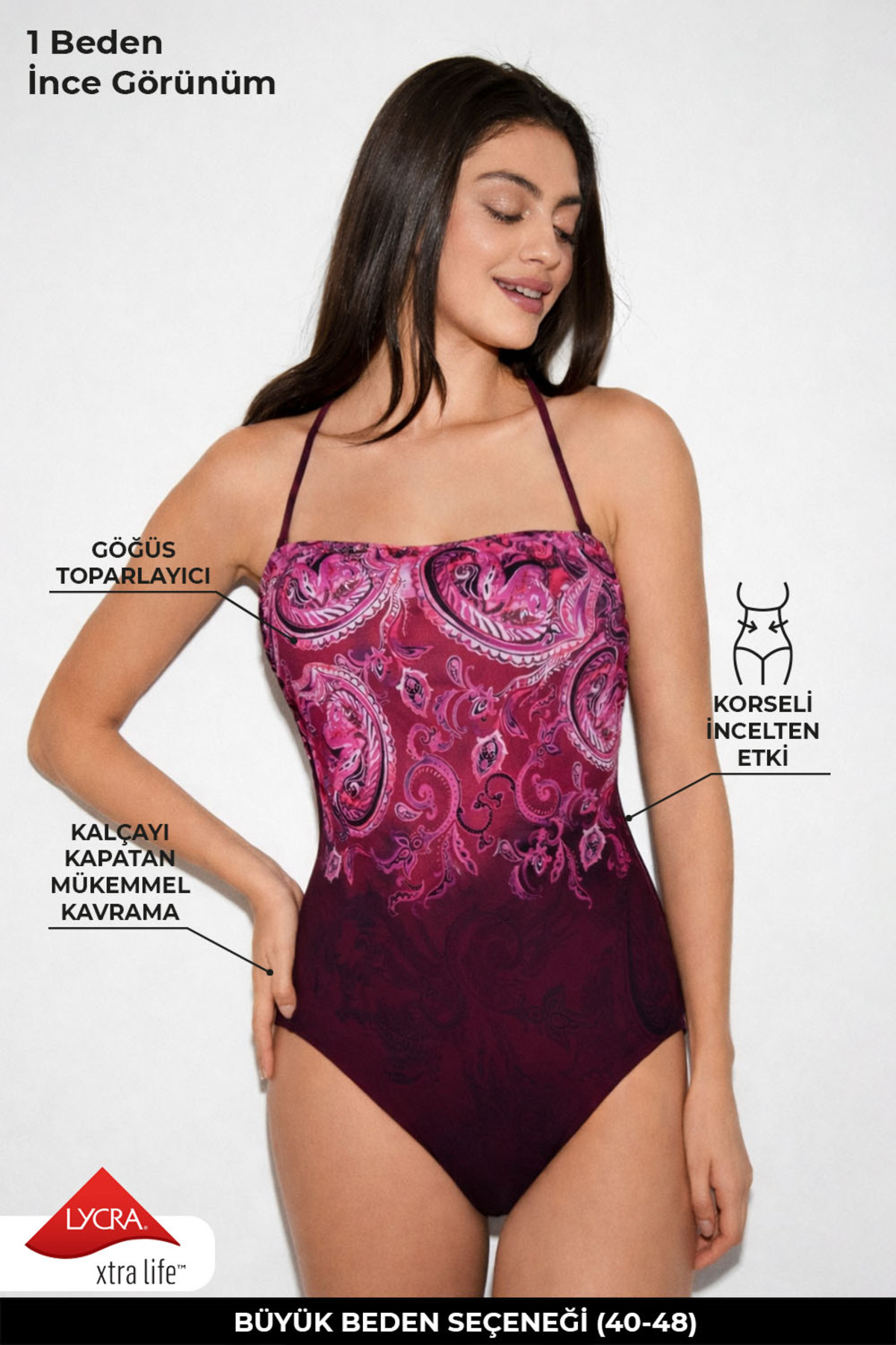 Kom Shawl Desenli Straplez Mayo - Fiyatı, Yorumları