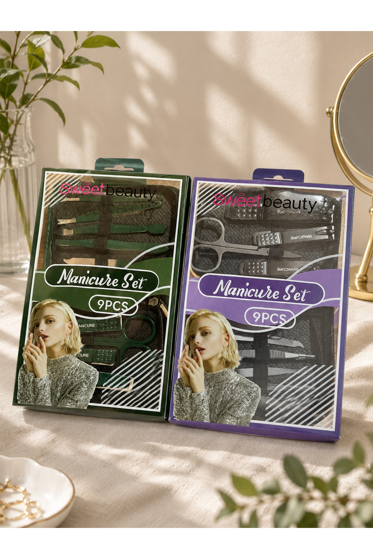 Beautiful Skin 3点セット Sweet 9 Parça Profesyonel Manikür Seti – Taşınabilir Çantalı