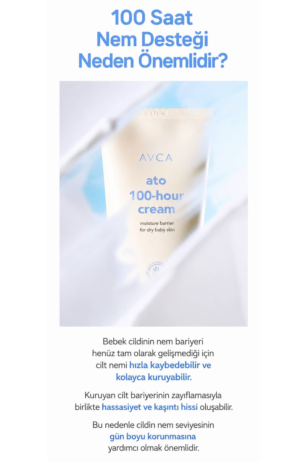 Atopi Nemlendirici Bebek Kremi 100 Saat Nem Destekli Hassas Bakım - 200 ml — AVC-ATO-100H-200 — تصویر 7 از 8