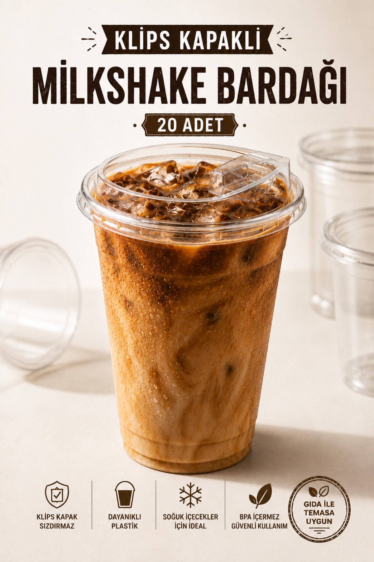 Delvos 400 cc Plastik Pet Soğuk Kahve Limonata Milkshake Bardağı