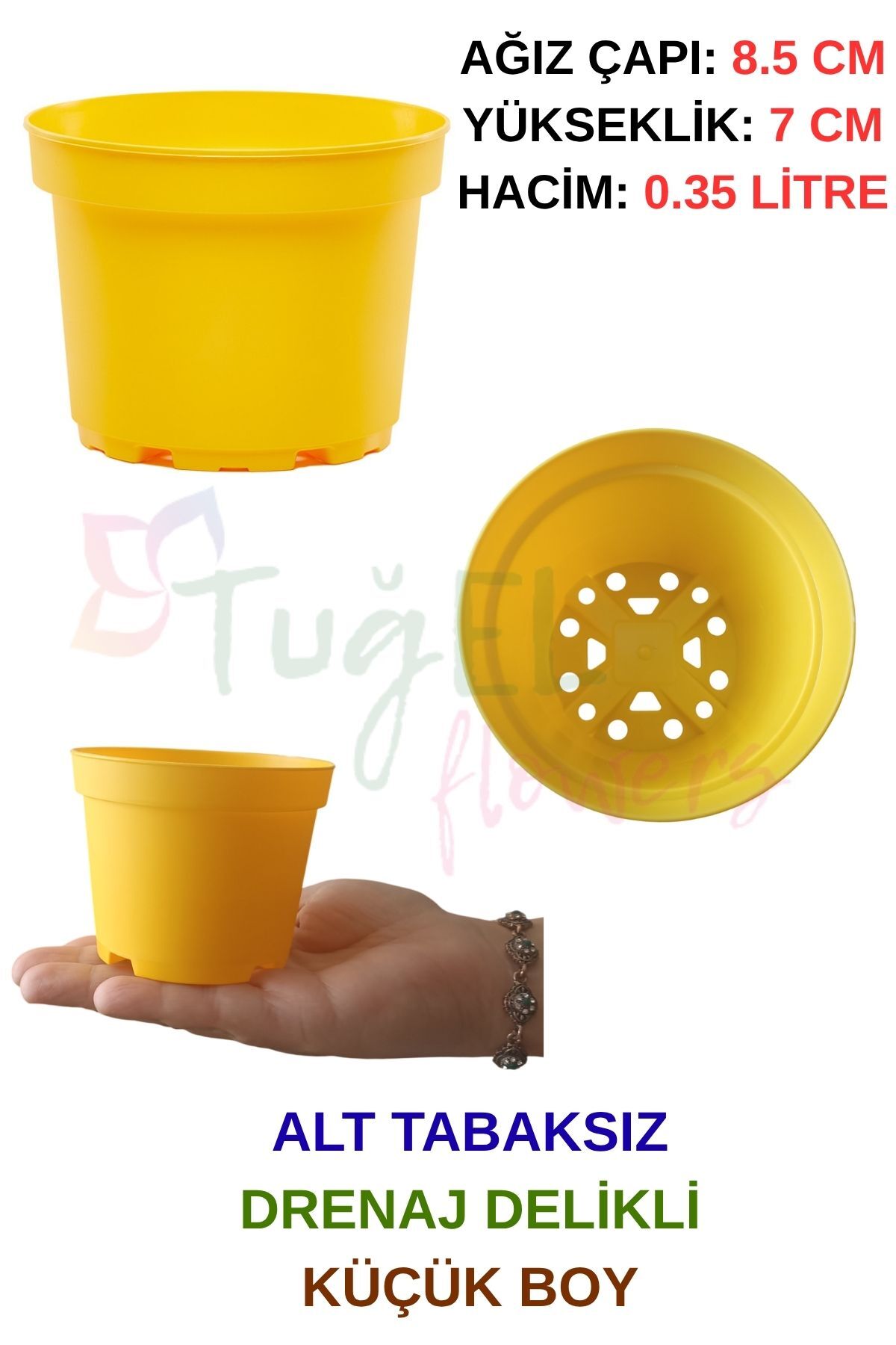 20 SMALL Plastic YELLOW Color Flower Pot (8.5 CM) Without Bottom Plate