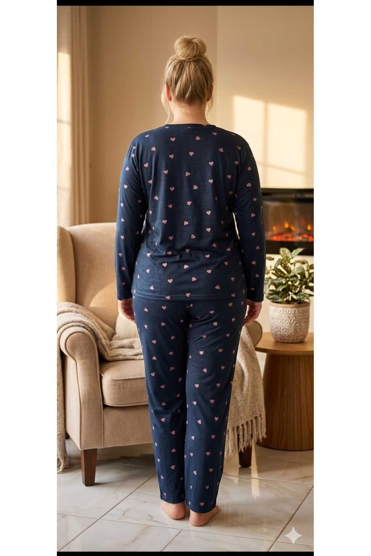 pijamacity Kadın Uzun Kollu Bisiklet Yaka Pijama Takımı görsel 2