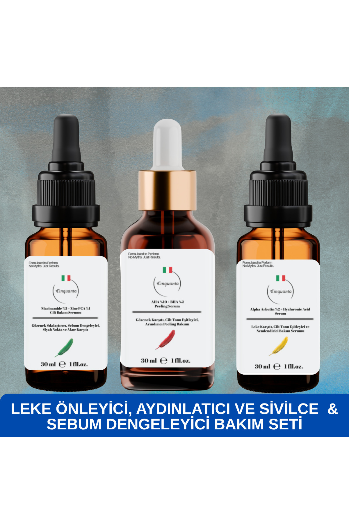 Cinquanta Alpha Arbutin Serum + AHA BHA + Niacinamide Serum - Leke Karşıtı, Gözenek Sıkı, Cilt Tonu Eşit — cınq3lü