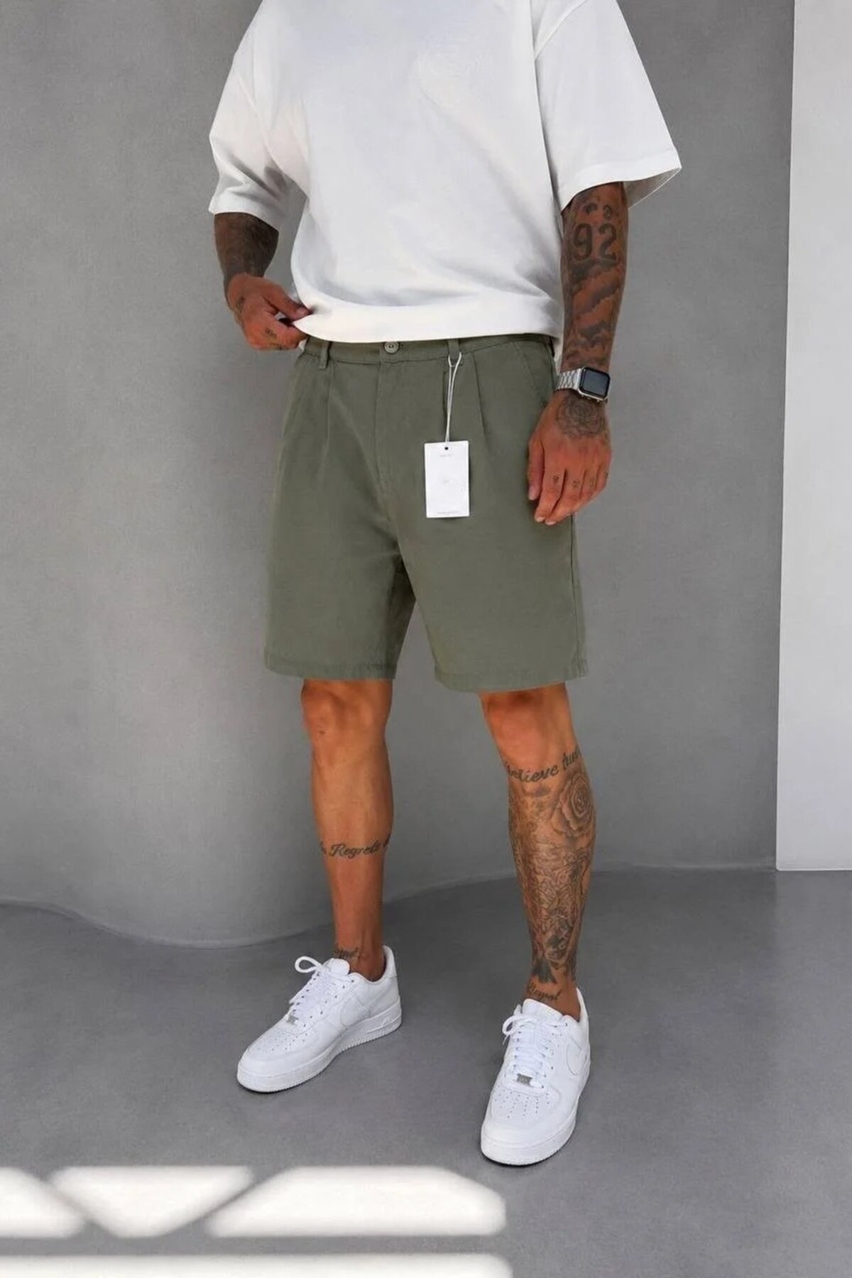 Men's Khaki Pleated Comfy Summer Modal Shorts KE-2100
