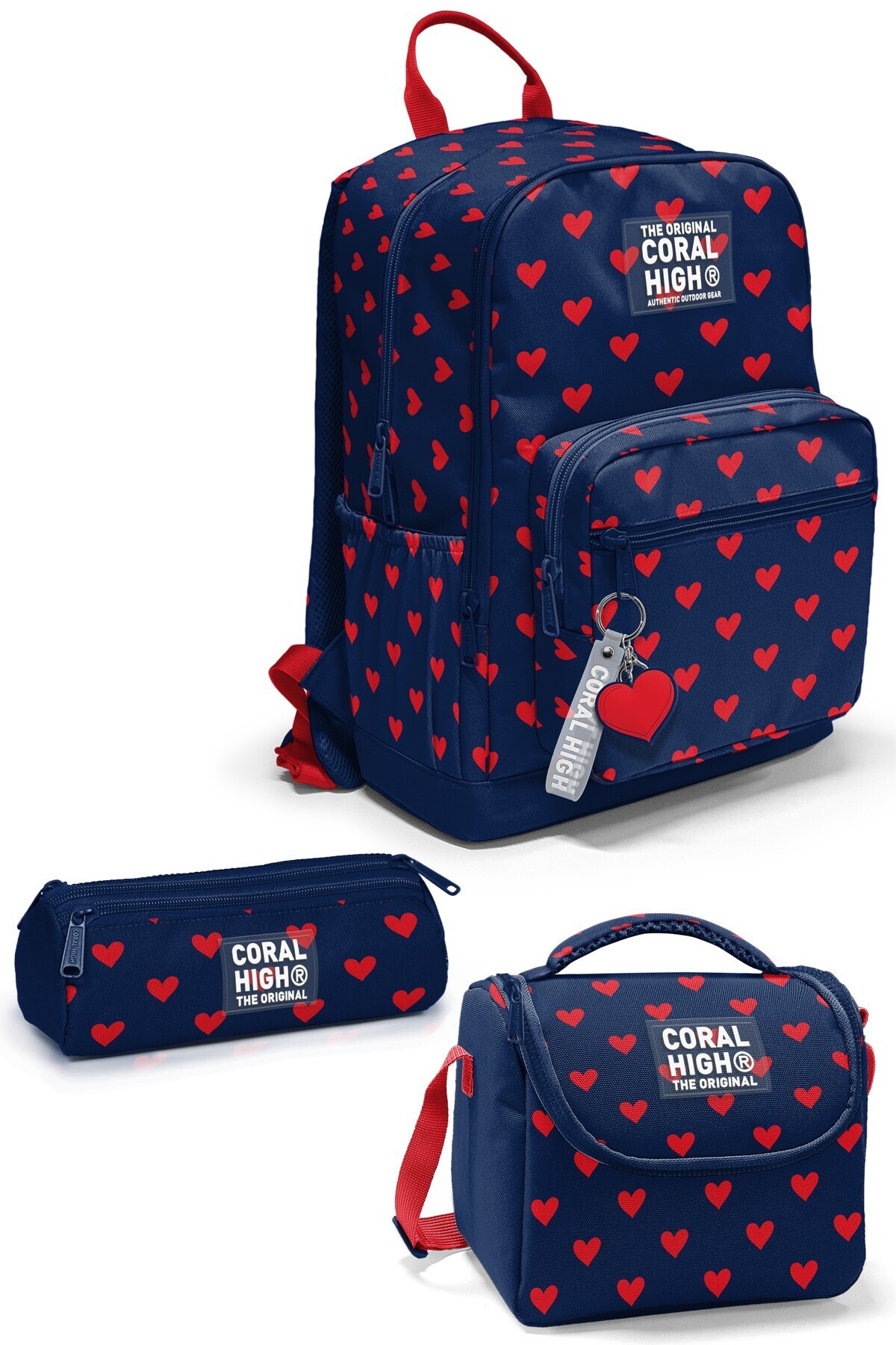 Coral High 3'Lü Okul Çanta Seti 4 Bölmeli Okul Çantası+Thermo