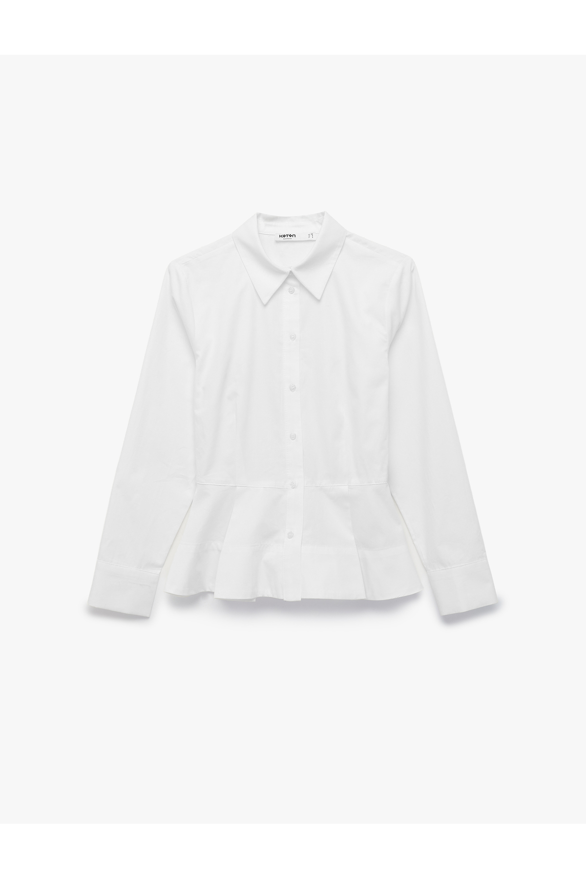Koton Cotton Long Sleeve Buttoned Classic Collar Peplum Shirt
