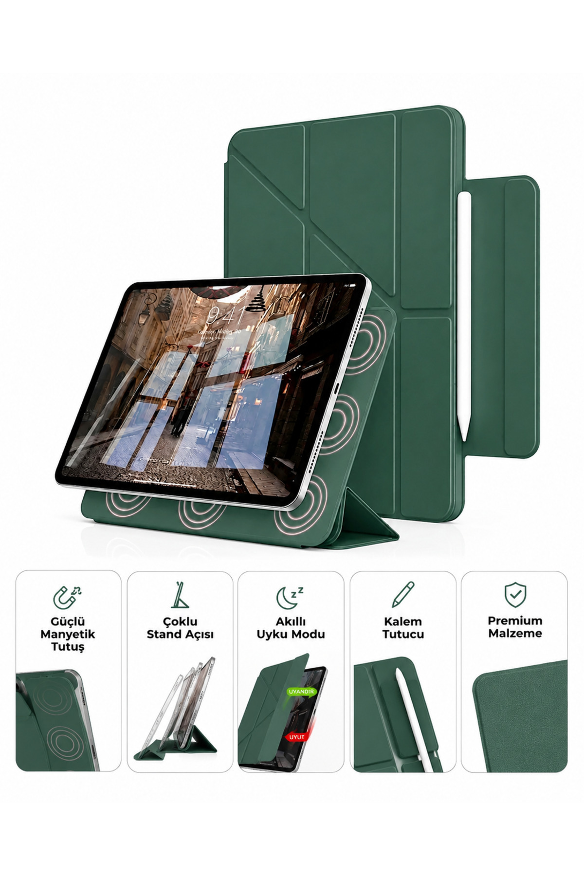 iPad A16 2025 / iPad 10. Generation 2022 Compatible Magnetic Case Tablet Case with Foldable Stand and Pencil Holder with Smart Sleep Mode