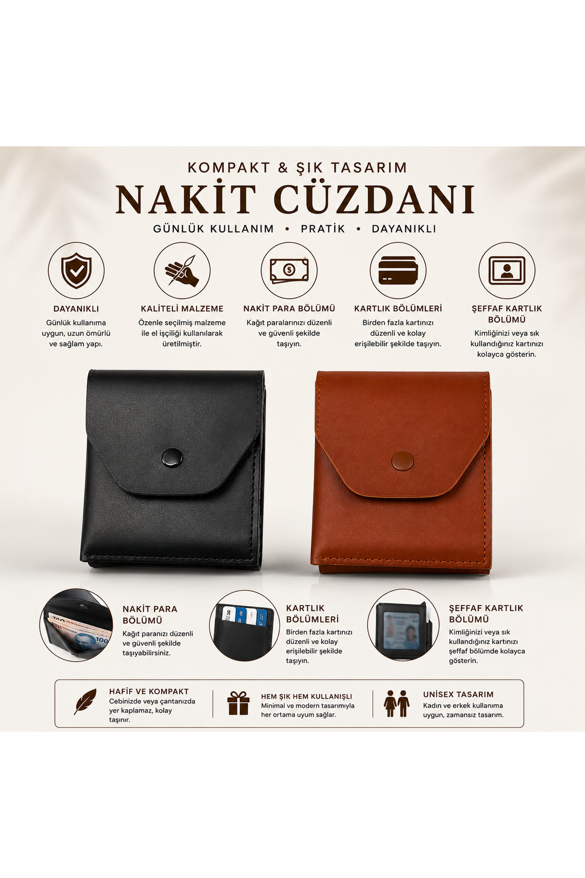 FT VİRAL Deri Nakit Para Cüzdanı VE Kartlık görsel 4