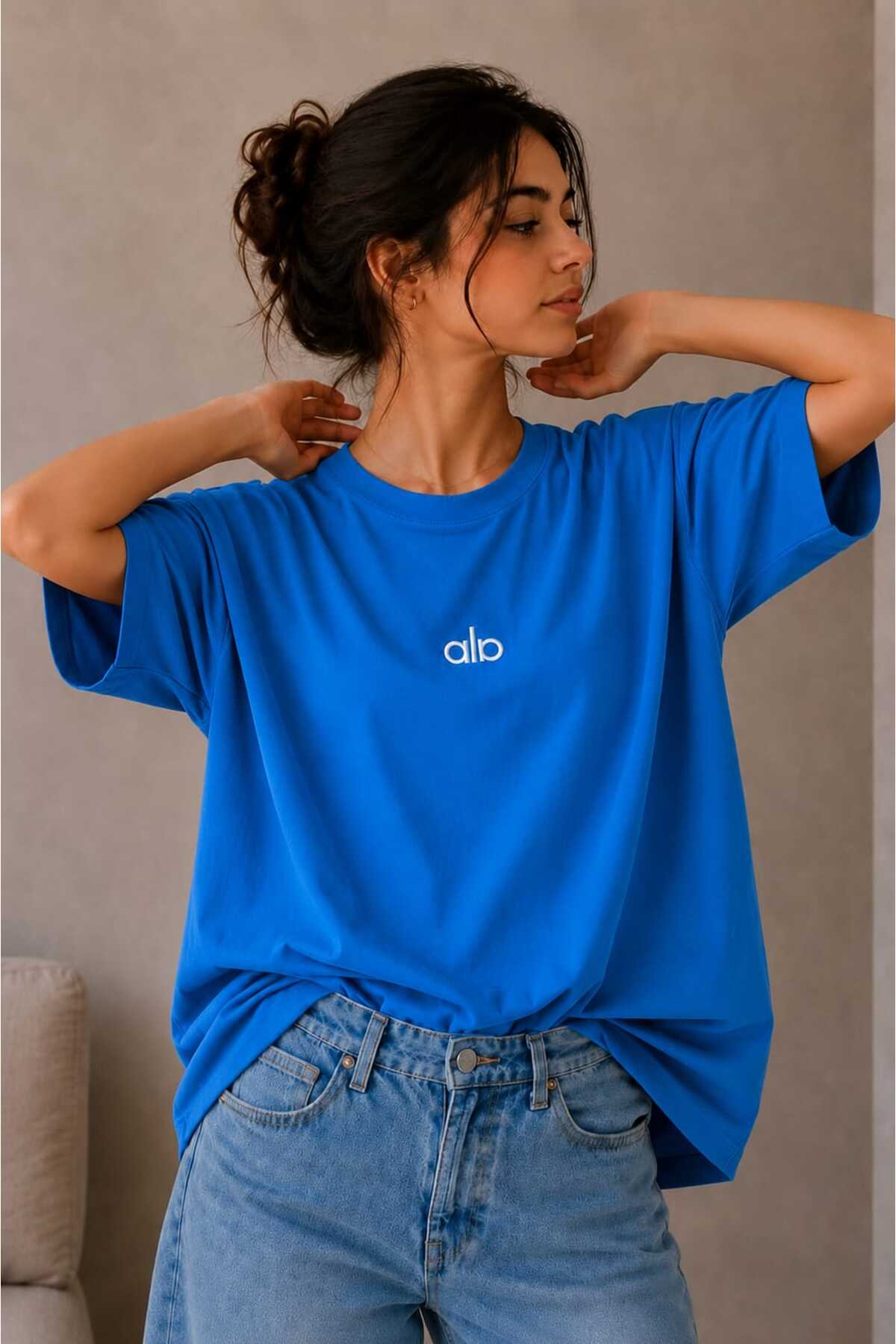 ZAVIXO Women's Printed Oversize T-Shirt 100% Cotton | Comfortable Fit Short Sleeve Shirt