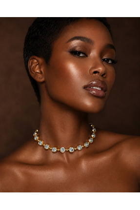 HoneyMoney Siena Gold Renk Parlak Taşlı Choker Kolye