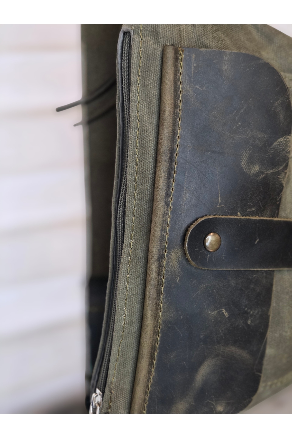Mu leather design tiu canvas bel çantası görsel 4